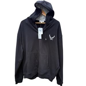 NWT U.S. Air Force Fly Fight Win Defending Freedom black zip up hoodie Size XL